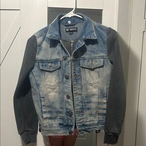 Blue Denim Jacket with gray  Sleeves